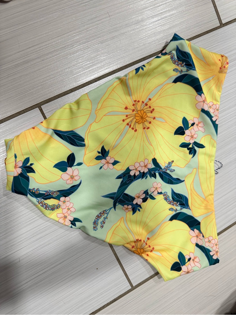 Farm rio small yellow Floral High-Waist Bikini bottom - Picture 3 of 5